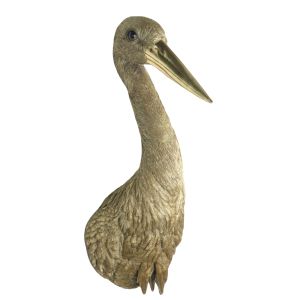 Gold Stork Head Wall Art Faux Taxidermy 56cm