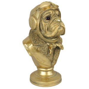 Gold Bulldog Bust 35cm