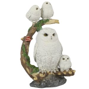 Owl and Owlets On Tree Statue 31.5cm