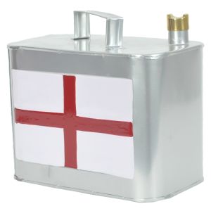 St George Flag England Silver Oil Can Small 26cm