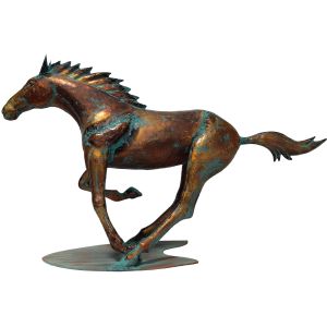 102cm Aged Copper/Verdigris Finish 3D Giant Horse Statue On Heavy Metal Base