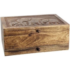 Mango Wood Elephant Design Vanity/Jewellery Box