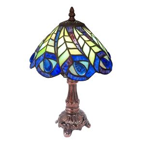 Peacock Tiffany Table Lamp - 30cm + Free Bulb  