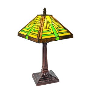 Pyramid Art Deco Tiffany Table Lamp - 38cm + Free Bulb