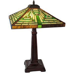 Pyramid Deco Style Tiffany Table Lamp - 62cm + Free Bulb