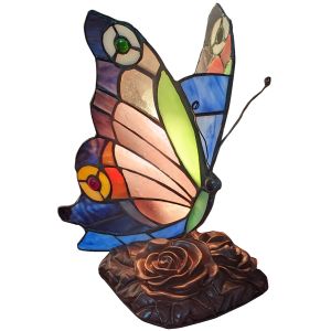 Peacock Butterfly Tiffany Table Lamp 23cm + Free Bulb