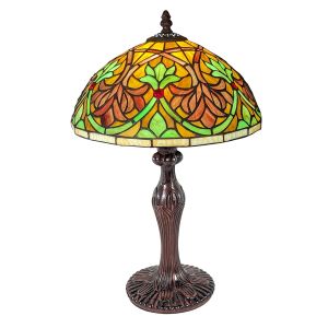 Fleur De Lys Tiffany Table Lamp 46cm (Medium) + Free Bulb