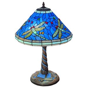 Blue Dragonfly Tiffany Shade On Mozaic Base Table Lamp 58cm + Free Bulb