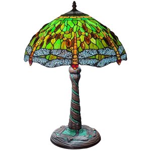Dragonfly Tiffany Shade & Mosaic Base Table Lamp 58cm + Free Bulb  