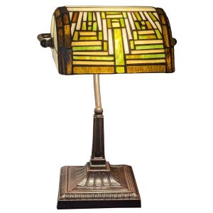 Art Deco Tiffany Bankers Table Lamp - 38cm