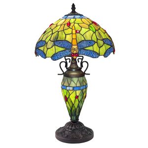Double Lamp With Resin Base 56cm Medium - Dragonfly Design + Free Bulbs