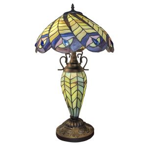 Double Lamp With Resin Base 56cm Medium - Peacock Design + Free Bulbs