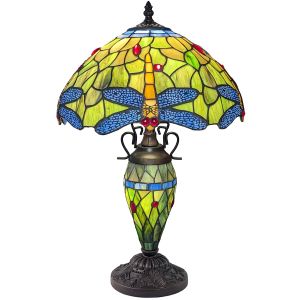 Double Lamp With Resin Base 60cm Large - Dragonfly Design + Free Bulbs