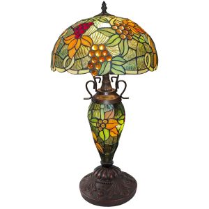 Double Lamp With Resin Base - 56cm Medium - Grape Design Green + Free Bulbs