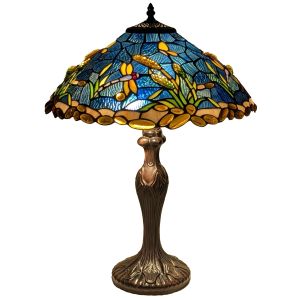 Large Riverbank and Dragonfly Tiffany Table Lamp 59cm  + Free Bulb    