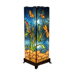 Large Riverbank and Dragonfly Square Lamp 46.5cm + Free Bulb 