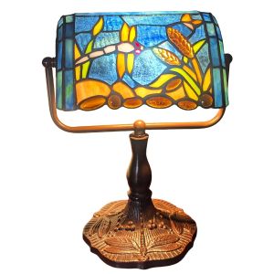 Bankers Lamp - Riverbank Dragonfly Design 33cm + Free Bulb