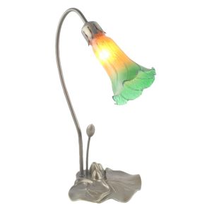 Single Pond Lily Lamp - Amber/Green - 40cm + Free Bulb