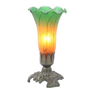 Upward Pond Lily Lamp - Amber/Green - 20.5cm + Free Bulb