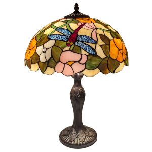 Large Flower and Dragonfly Tiffany Table Lamp 56cm + Free Bulb