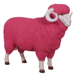 Merino Ram Life Size Resin Statue Pink 110cm