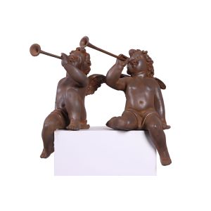 Cherubs Heralds - 43cm - Rusty Finish