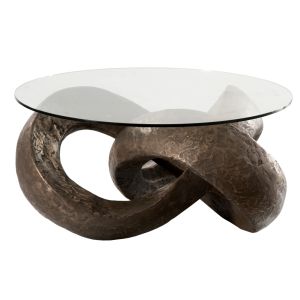 Trifoil Coffee Table Bronze Base With Glass Top - 89cm