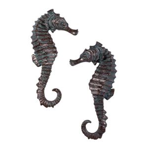 Set Of 2 Seahorse Wall Art Garnish Bronze Finish - 61cm