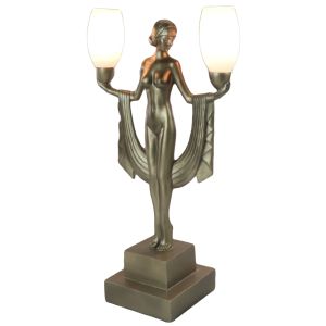 Art Deco Nude Figurine Double Lamp 47cm Free Bulbs