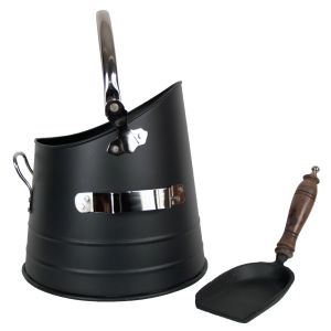 37cm Round Bucket With Shovel - Black Nickel Finish
