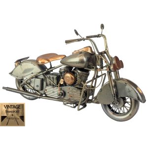 Motorcycle - Polished Metal - 37cm